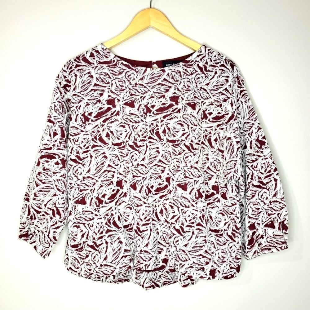 🦋3/$25 Besti Belli 3/4 Sleeve Wine Medium Top